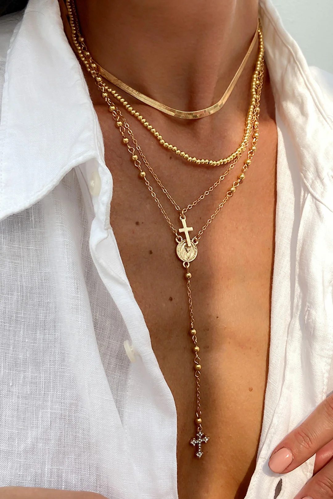 Metallic Tassel Collar Chain Necklace