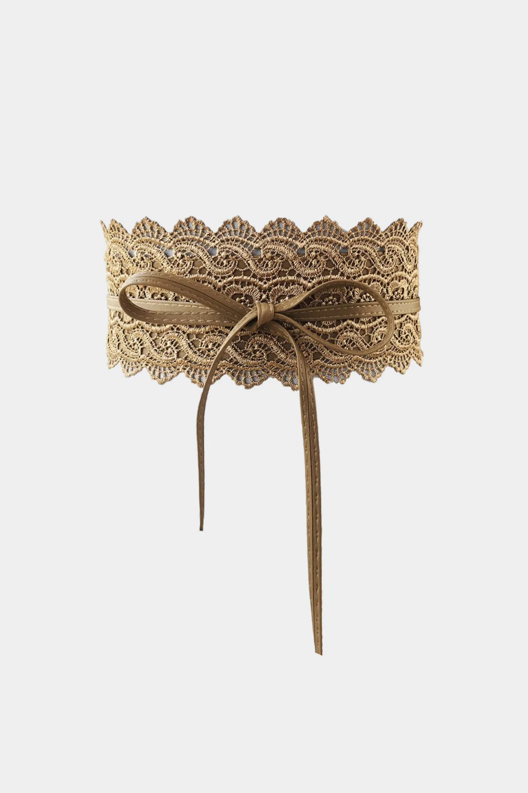 Faux Leather Patchwork Lace Trim Belt - Image 11