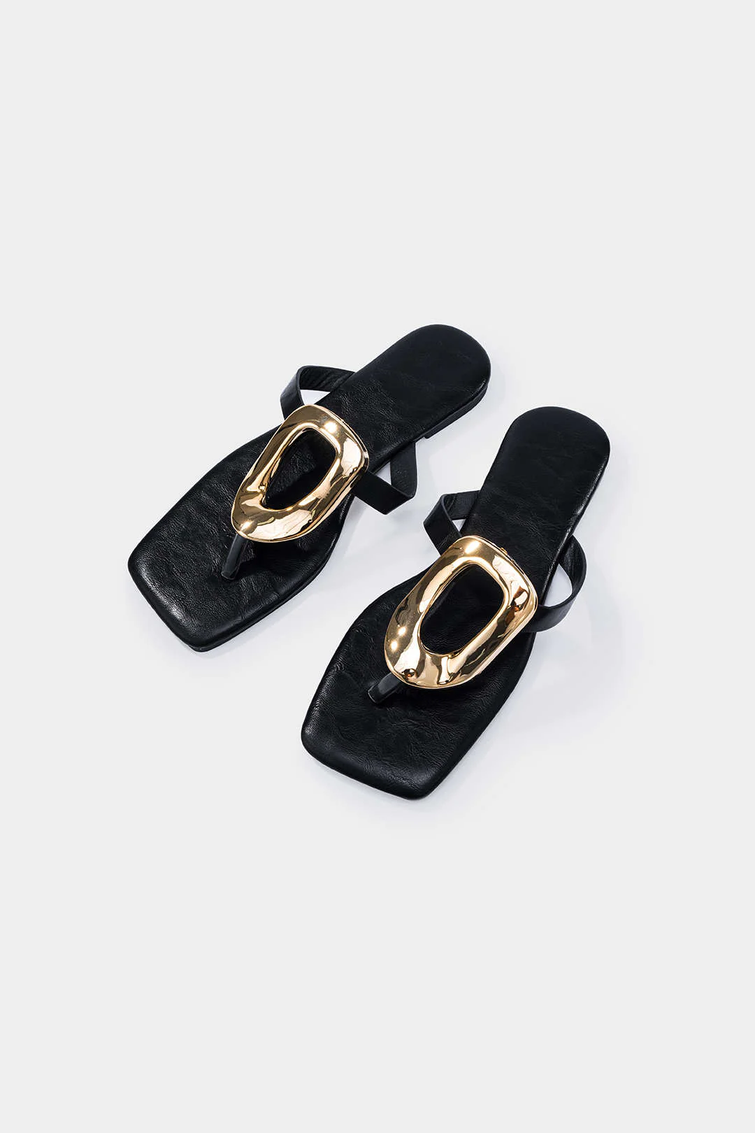 Metallic Decor Open Toe Flats - Image 5