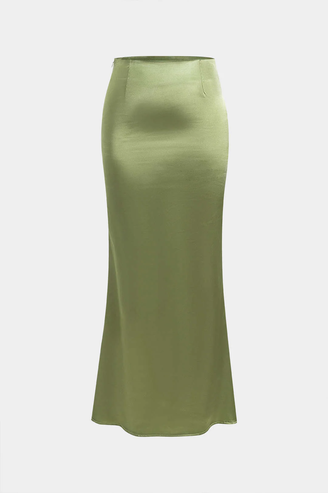 Solid Satin Zipper Skirt