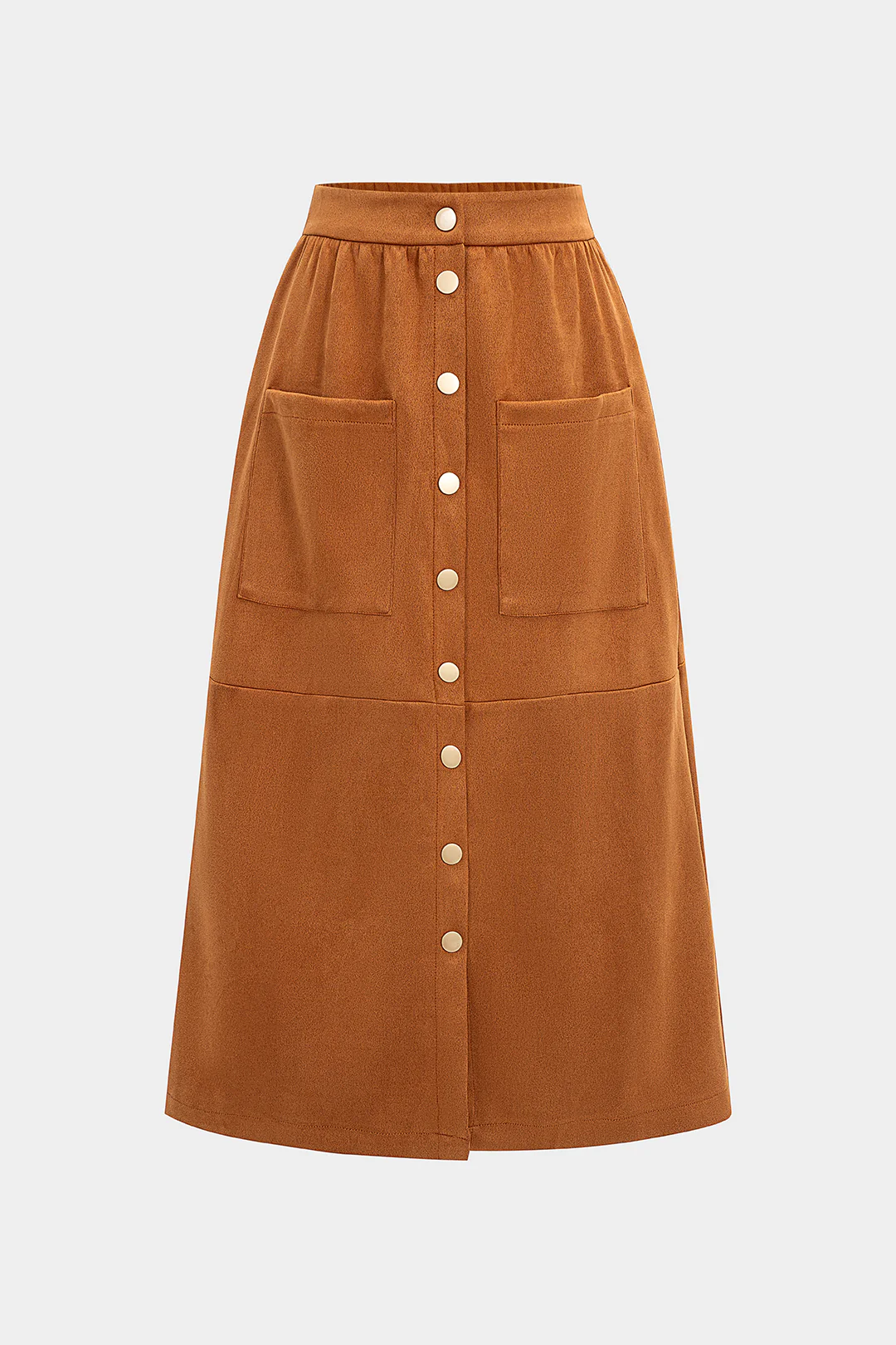 Corduroy Button High Waist Skirt