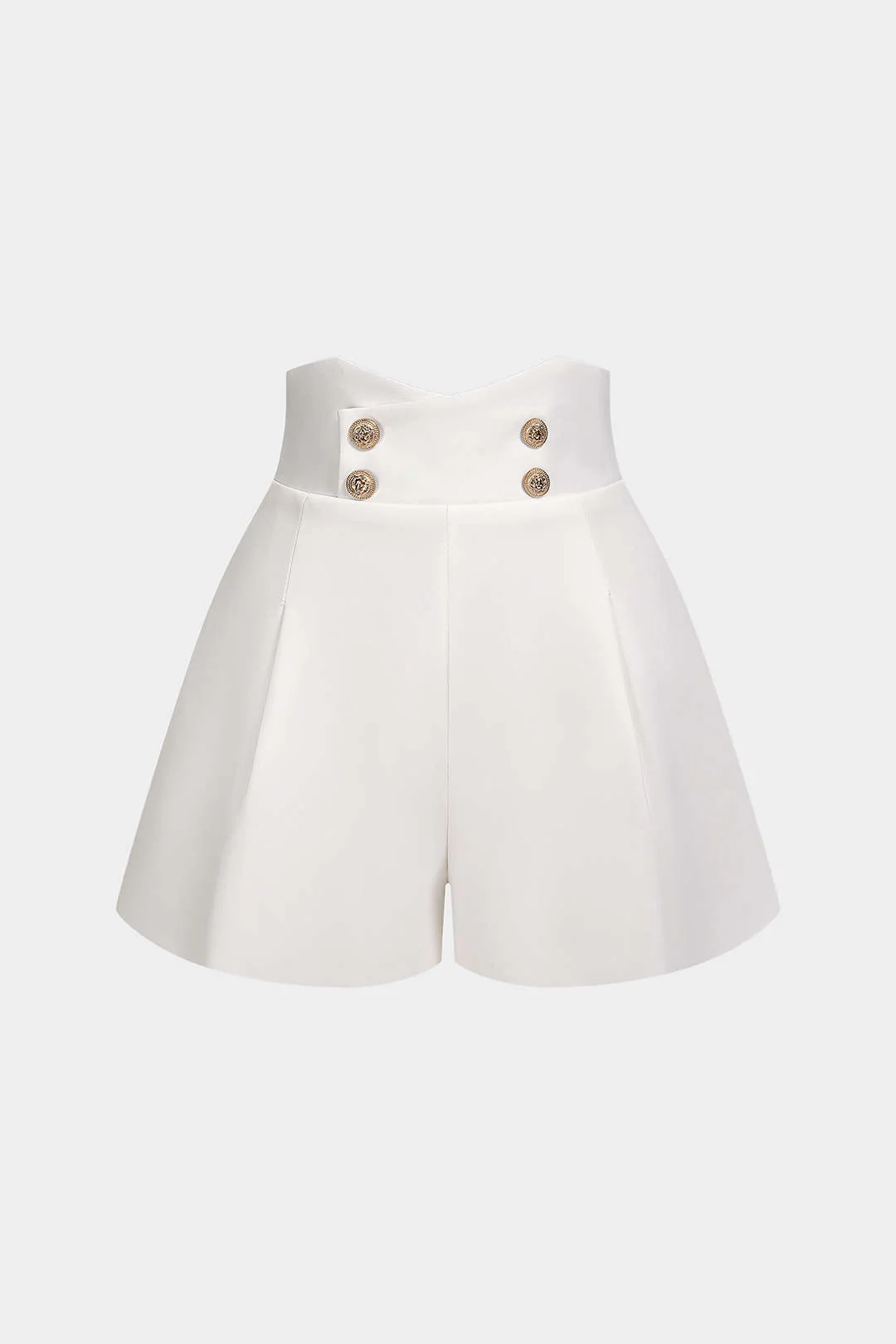 Button High Waist Wide Leg Shorts