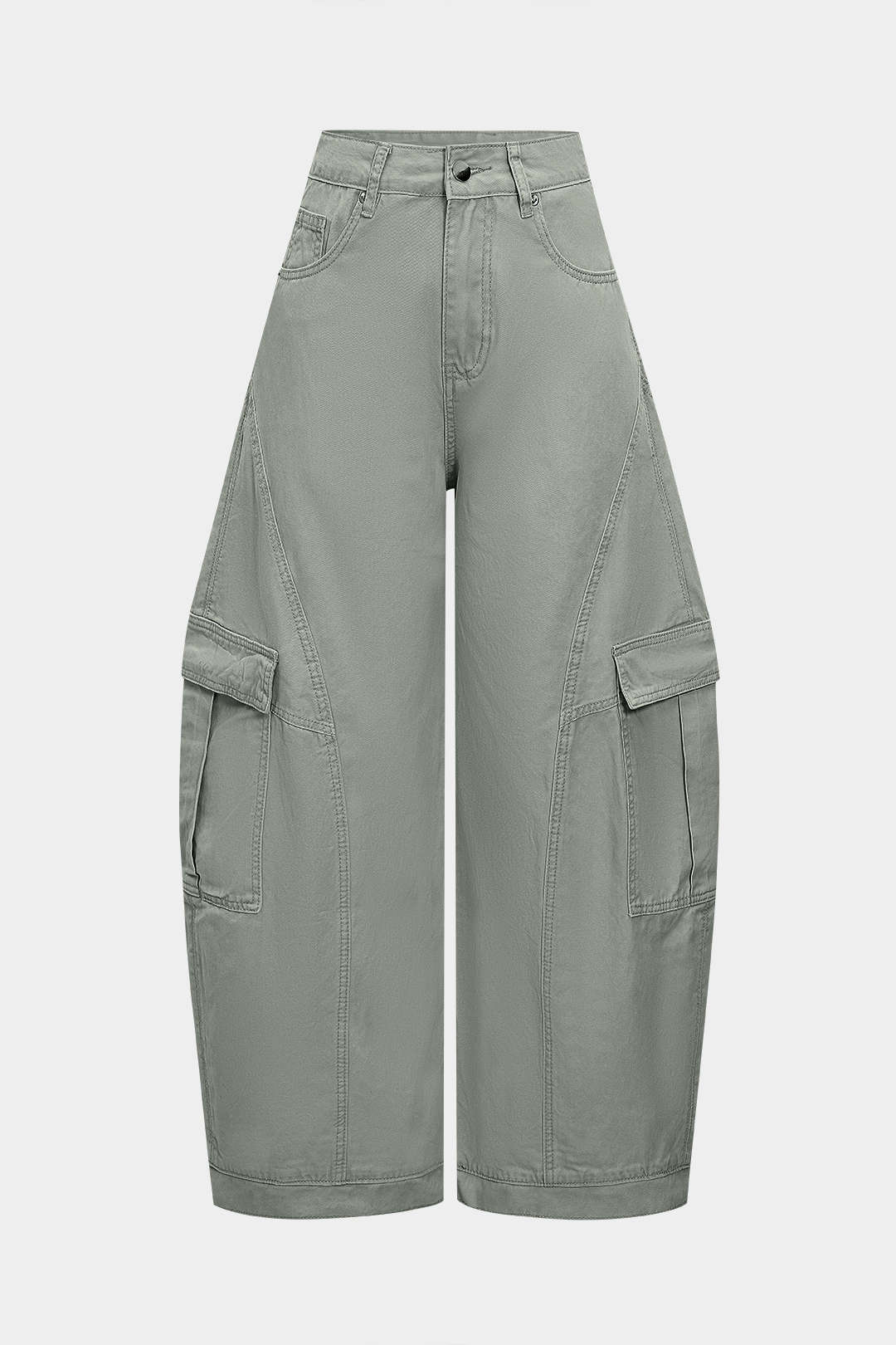 Pocket Wide Leg Barrel Trousers