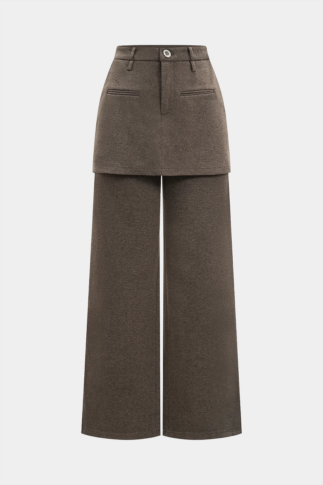 Solid Fake Pockets Straight Leg Zipper Pants