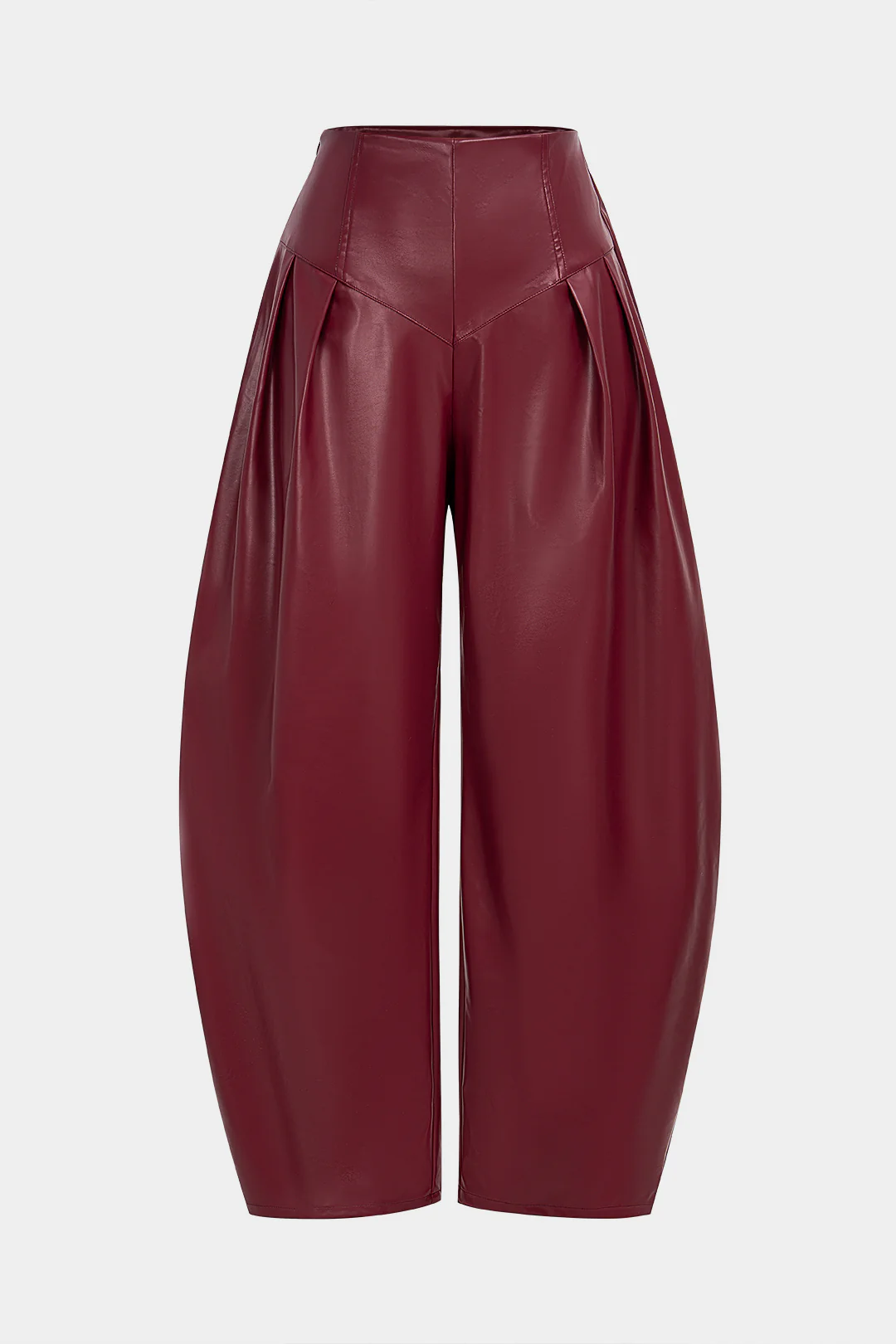 Faux Leather Pleated Zipper Pants