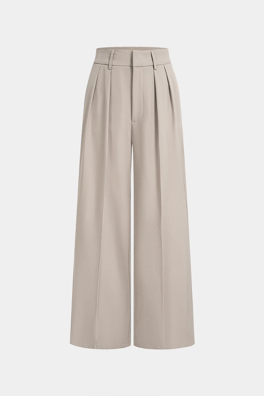 Solid Ruched Pocket High Waist Wide Leg Pants