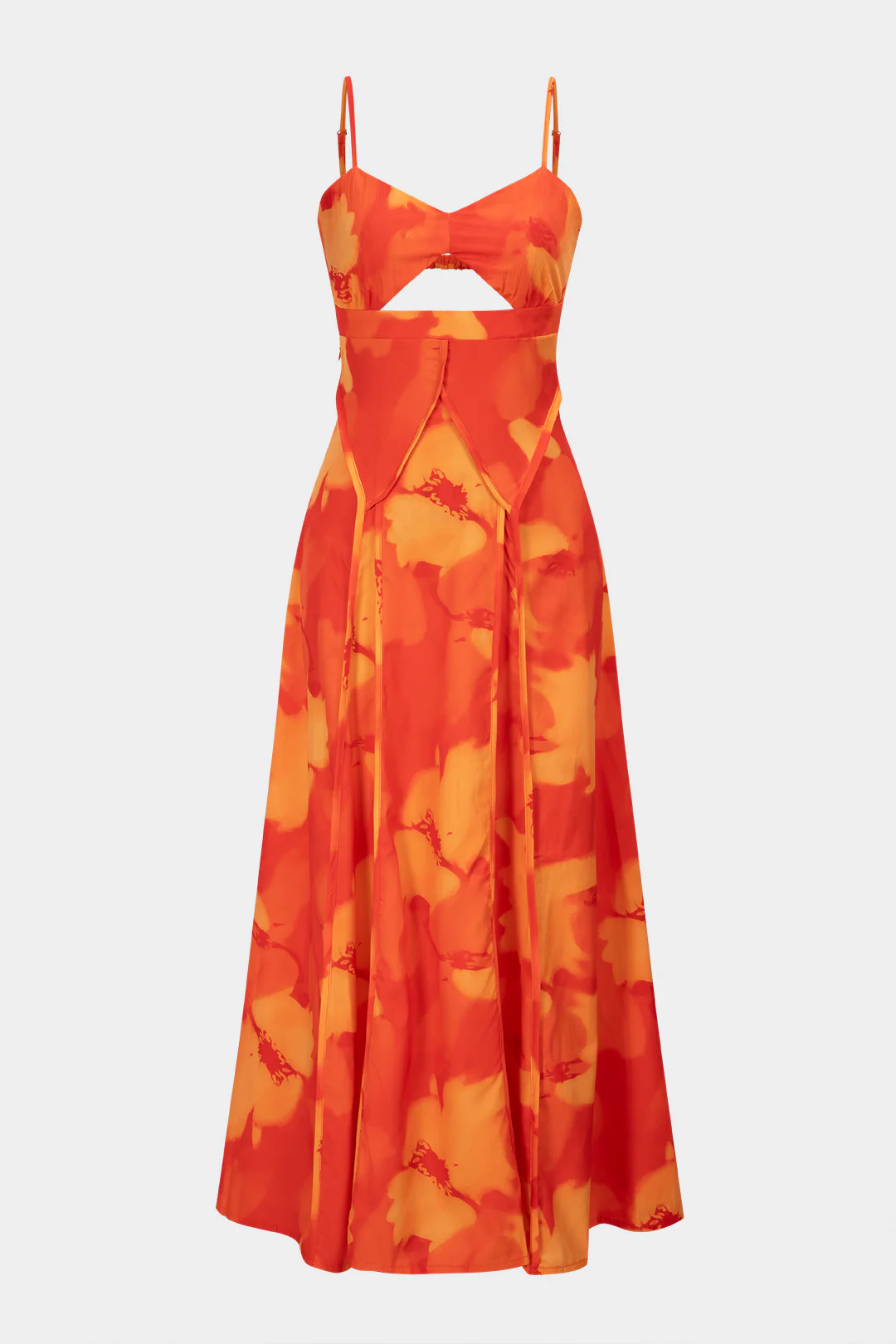 Floral Print V-Neck Cut Out Backless Sleeveless Maxi Dress