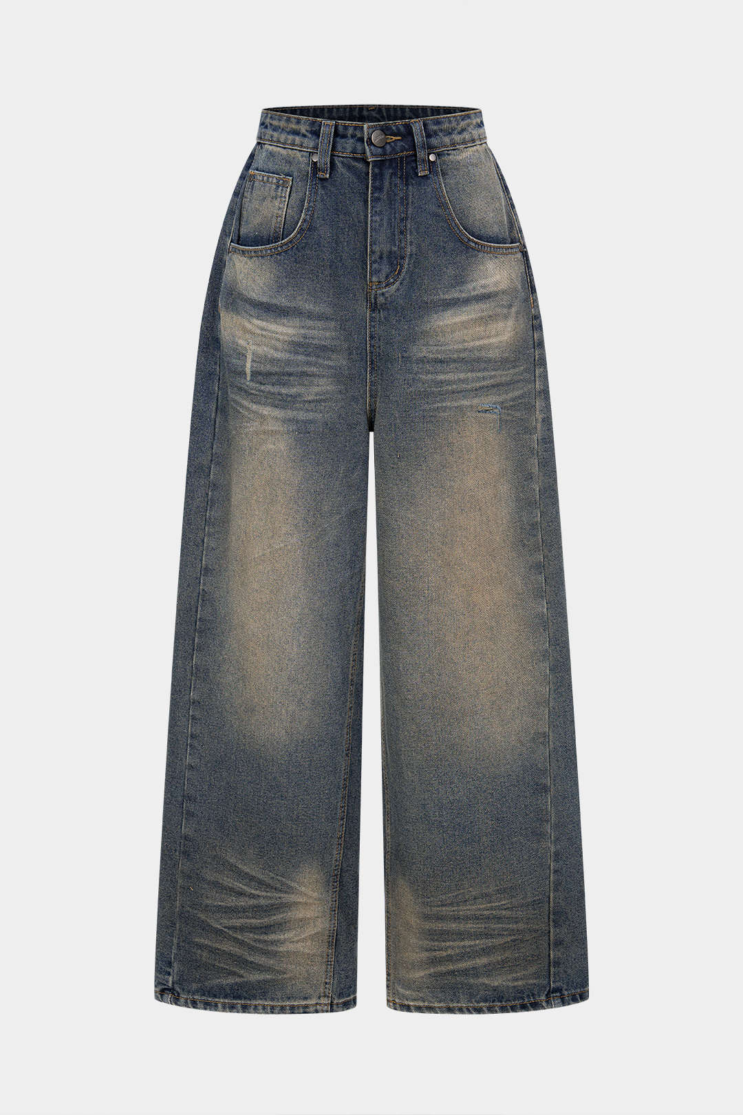 Denim Patchwork Faux Leather Wide Leg Jeans