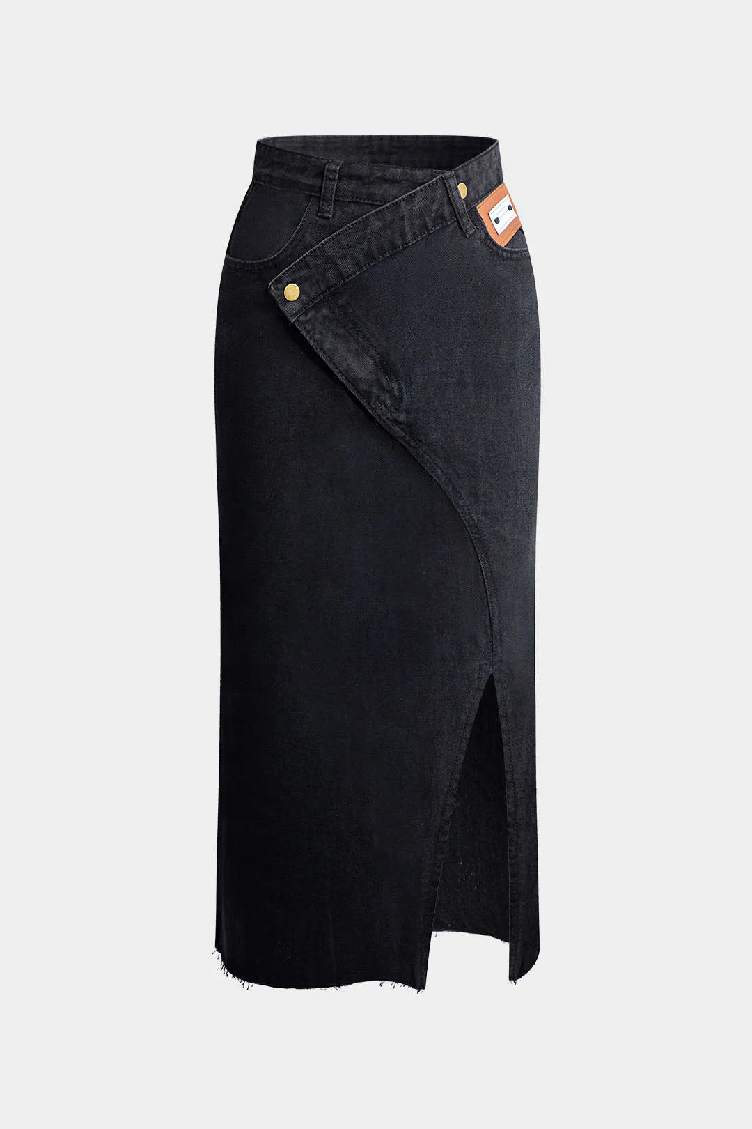 Wrap Split Denim Midi Skirt - Image 2