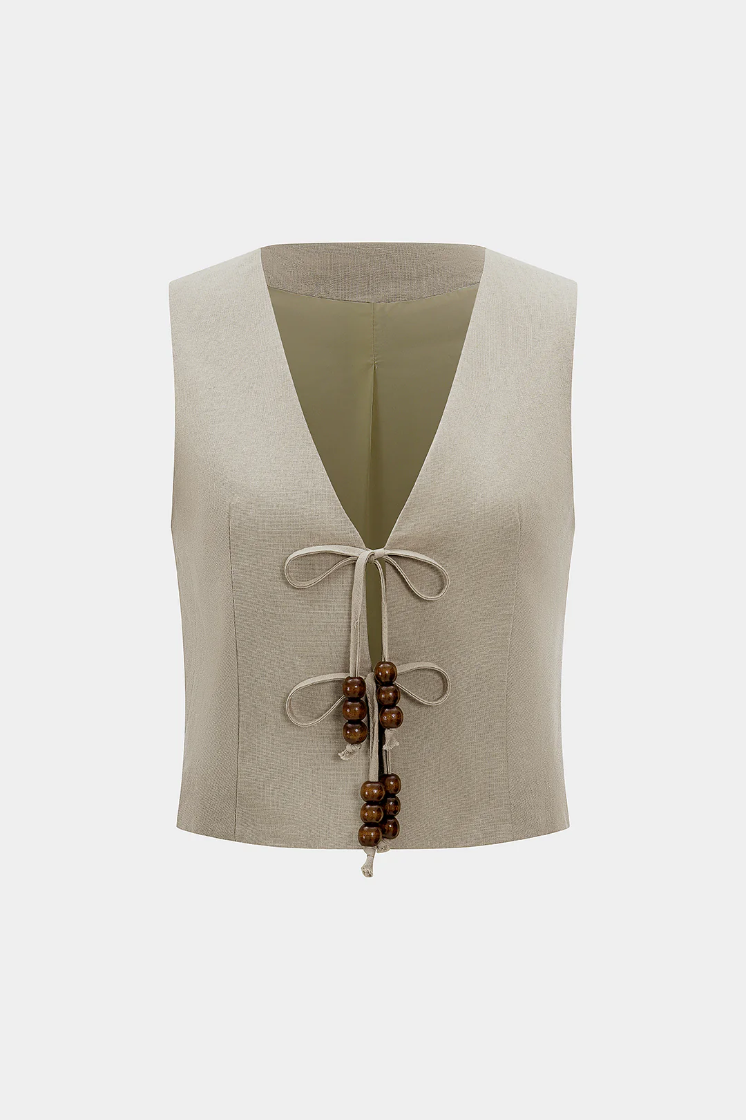 Linen V-Neck Bow Vest