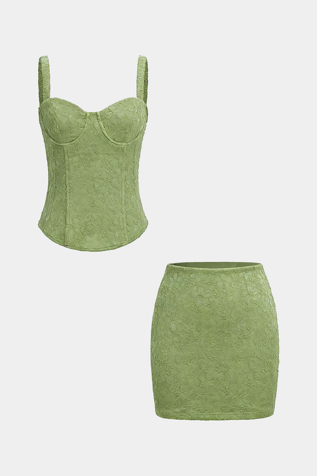 Lace Corset Waist Cami Top And Mini Skirt Set