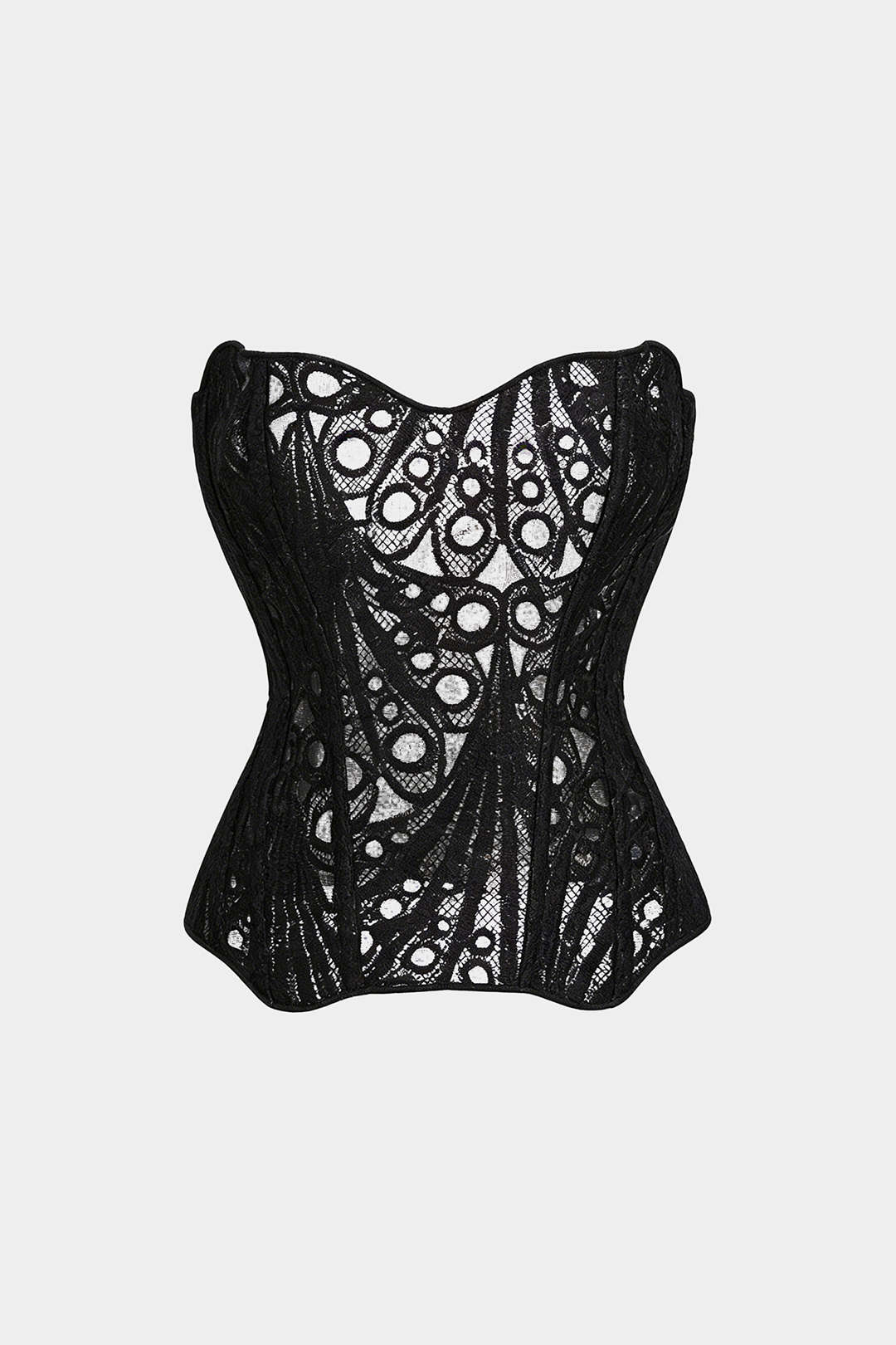 Floral Print Jacquard Patchwork Textured Tie Back Tube Top - Image 7